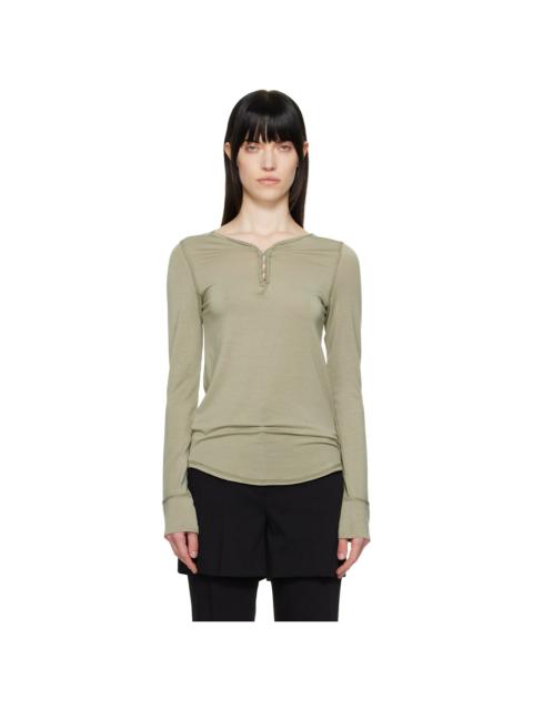 OPEN YY☆24FW PICOT TRIM FITTED TOP Open Yy Picot Trim Fitted Long Sleeve T-Shirt - Grey - 31