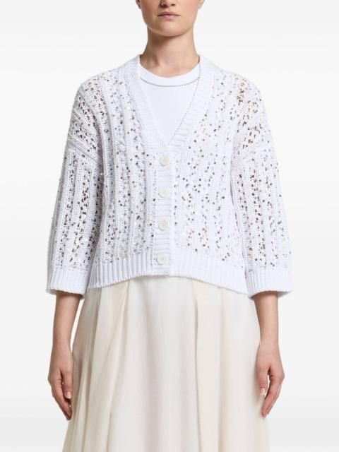 PESERICO sequin-embellished open-knit cardigan