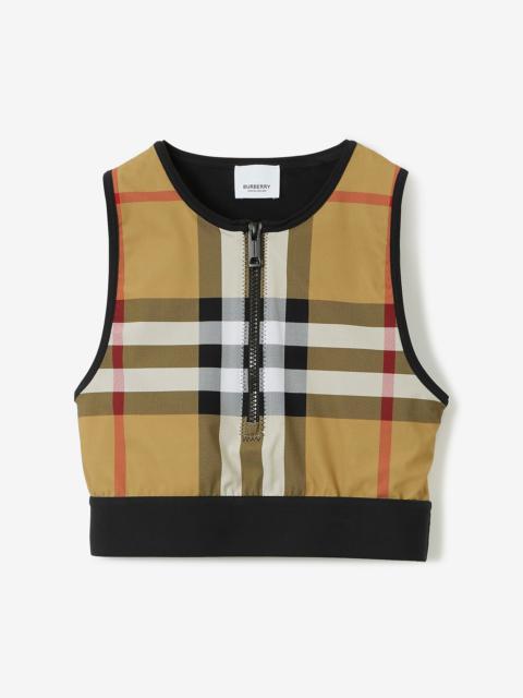 Burberry Zip Detail Check Bra Top