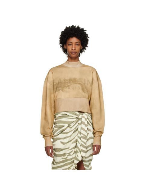 Balmain Taupe Cropped Sweatshirt