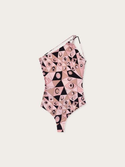 PUCCI OCCHI PRINT ONE-SHOULDER SWIMSUIT