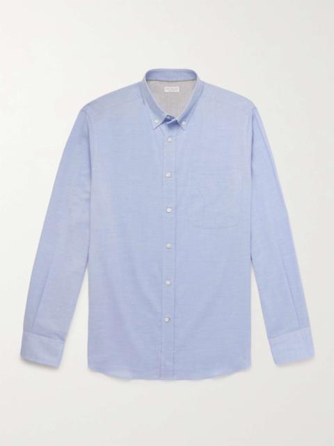 Brunello Cucinelli Button-Down Collar Herringbone Cotton Shirt