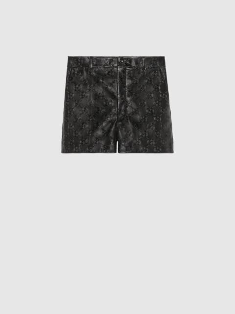 GUCCI GG embossed leather shorts