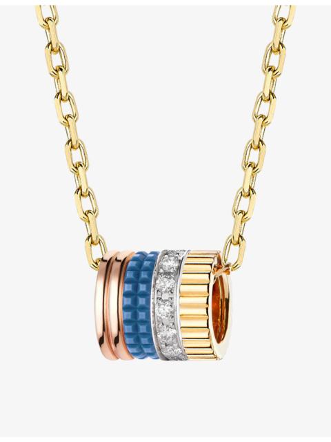 Boucheron Quatre Blue Edition 18ct yellow, white and rose-gold, ceramic and 0.17ct diamond pendant necklace