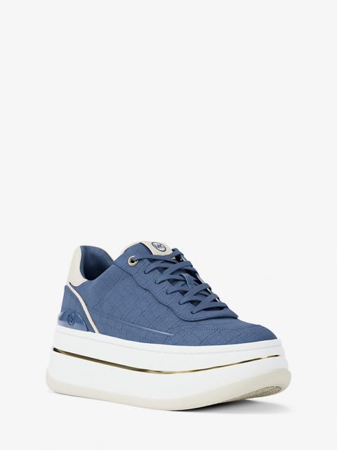 MICHAEL KORS Hayes Crocodile Embossed Suede Platform Sneaker