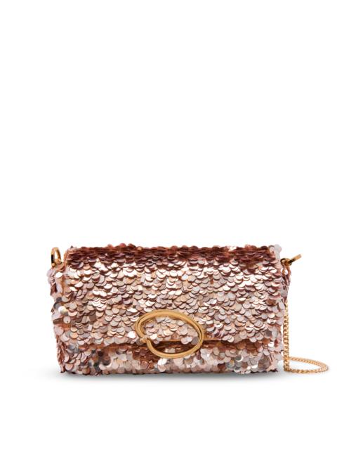 Oscar de la Renta SEQUIN EMBROIDERED SHOULDER BAG