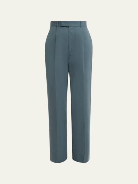 Jil Sander Pleated Cotton Straight-Leg Pants