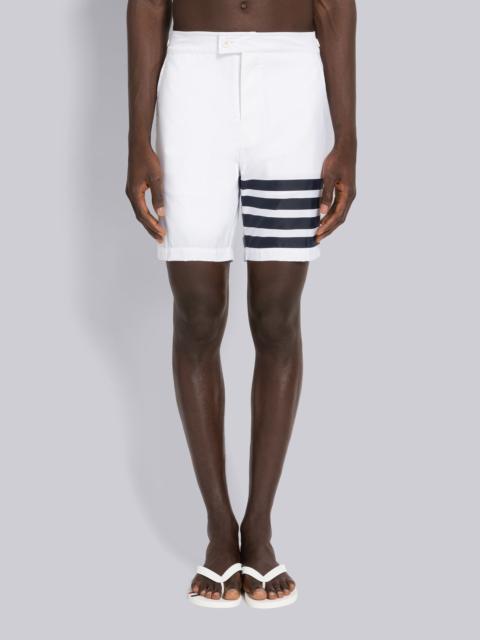 Thom Browne White Swim Tech 4-Bar Adjustable Elastic Back Button Front Board Short