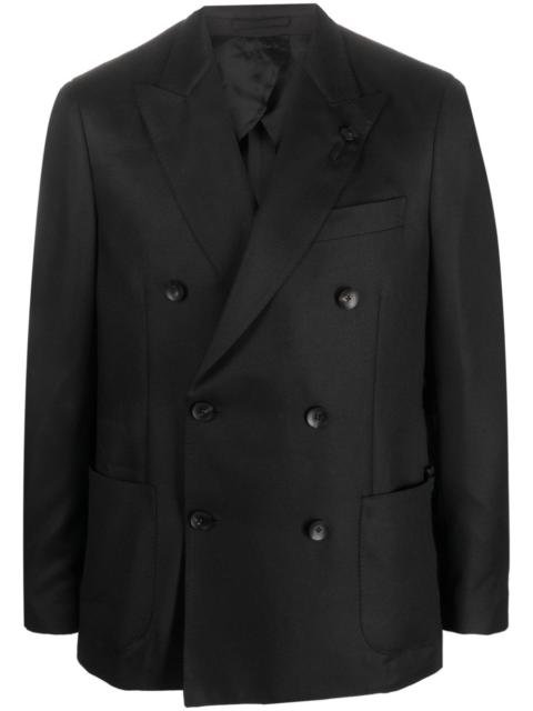 LARDINI double-breasted satin-finish blazer