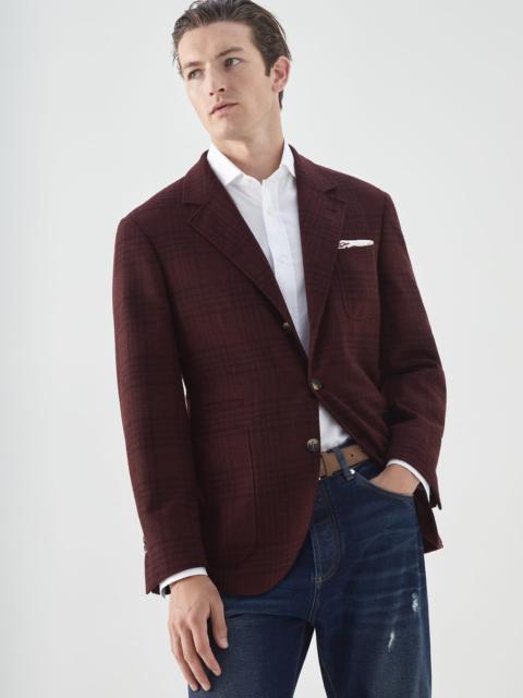 Frisé wool, silk and cashmere Prince of Wales deconstructed blazer with patch pockets