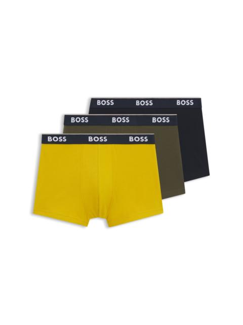 BOSS THREE-PACK OF STRETCH-COTTON TRUNKS WITH LOGO WAISTBANDS