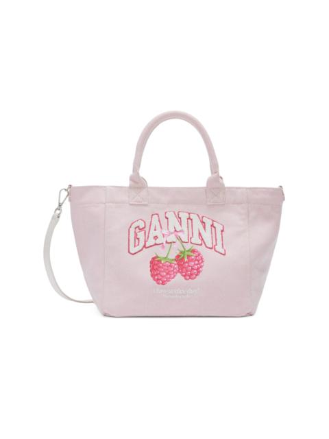 GANNI Women's Small Logo Berry Print Shopper Tote Bag - Egret