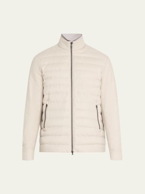 Men's Padded Silk-Cashmere Zip Jacket