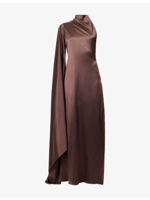 deme Patty Asymmetric Silk Maxi Dress
