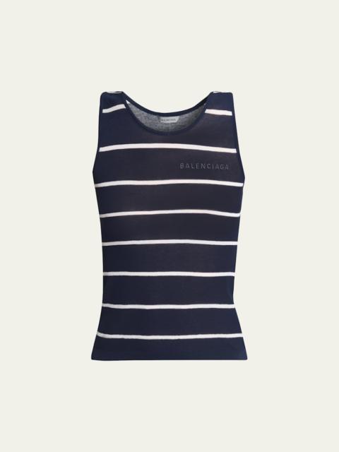 BALENCIAGA Striped Cotton Knit Tank Top