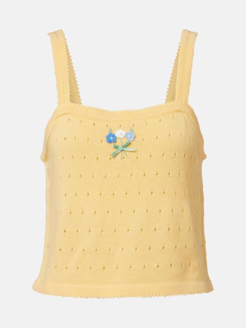 RIXO Perla embroidered pointelle wool tank top