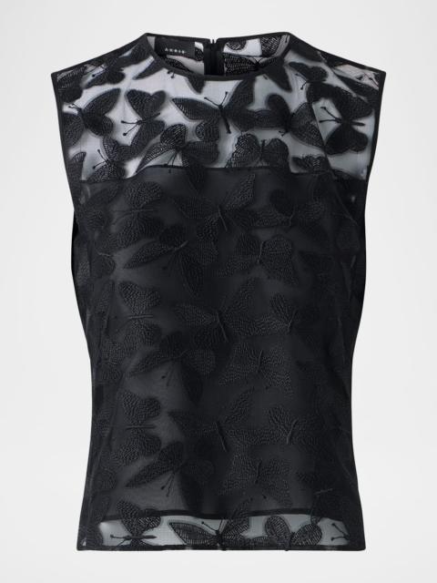 AKRIS Butterfly Embroidered Sleeveless Top