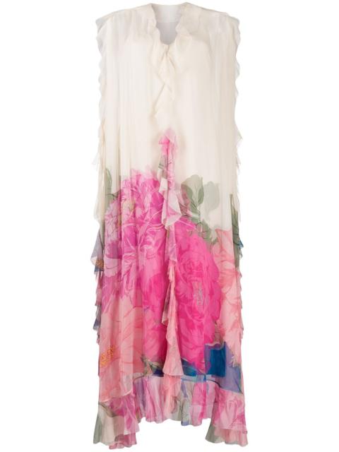 Valentino ruffled floral print gown