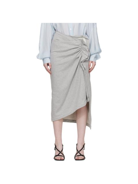 Dries Van Noten Gray Ruffled Cotton Midi Skirt