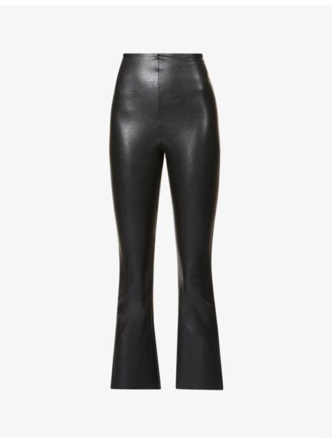 commando Cropped flared high-rise faux-leather trousers