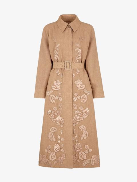 FENDI Beige linen trench coat