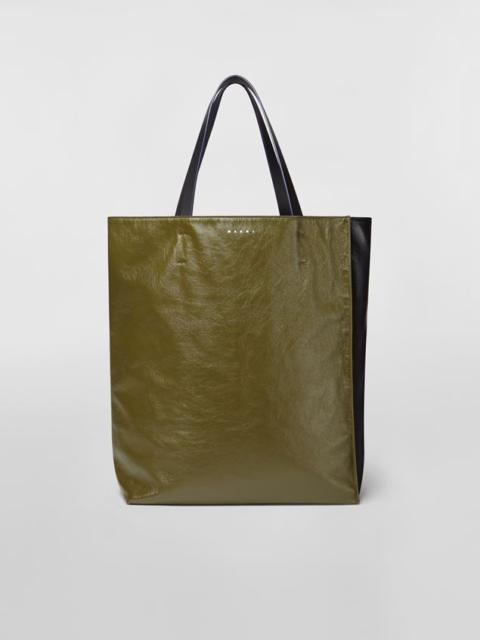 Marni MUSEO SOFT  BAG IN GREEN AND BLACK SHINY CALFSKIN