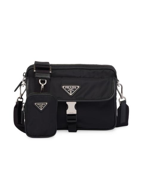 Prada Men's Re-Nylon And Saffiano Leather Shoulder Bag - Black