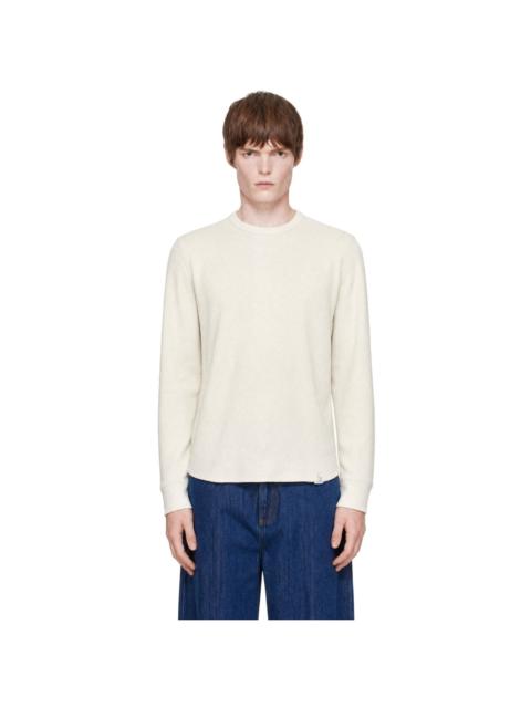 Merz b. Schwanen Off-White Diamond-Patterned Cotton Thermal Longsleve T-shirt