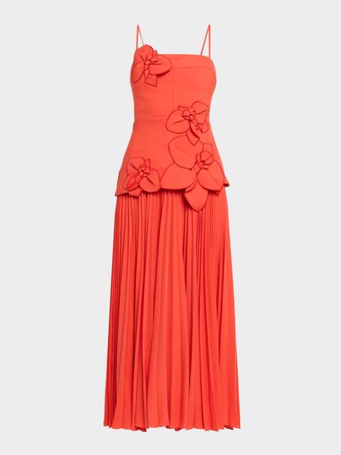 Acler Forever Young Avision Floral Appliqué Pleated Maxi Dress