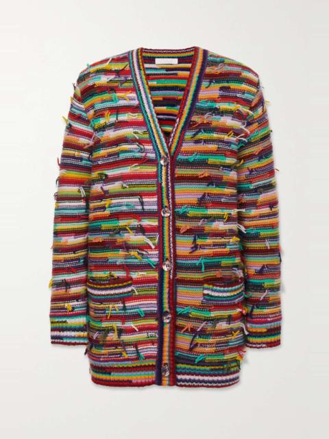 Chloé Oversized striped cashmere and wool-blend cardigan
