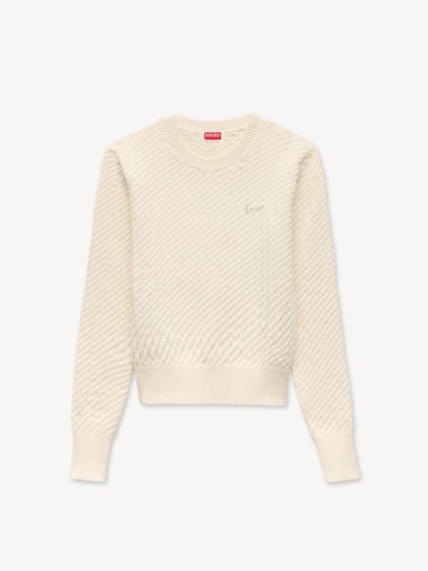KENZO 'KENZO Signature' embroidered loose knit jumper in cotton wool