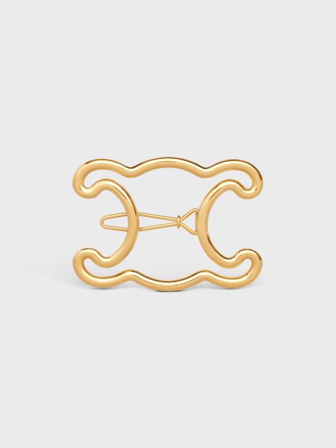 CELINE Triomphe Frame Hair Clip in Brass with Gold Finish