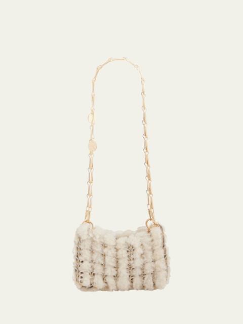 rabanne Nano Disc Shearling Shoulder Bag