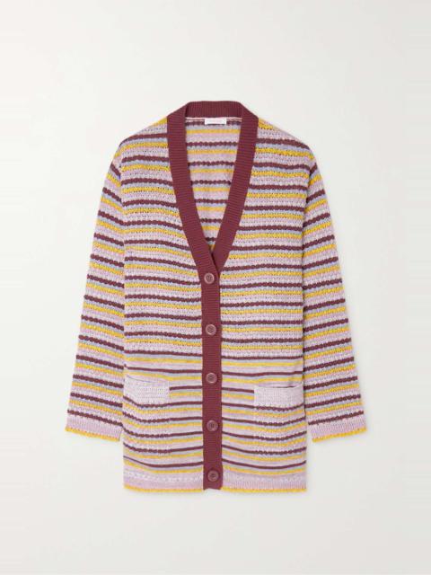 See by Chloé Striped metallic wool-blend cardigan