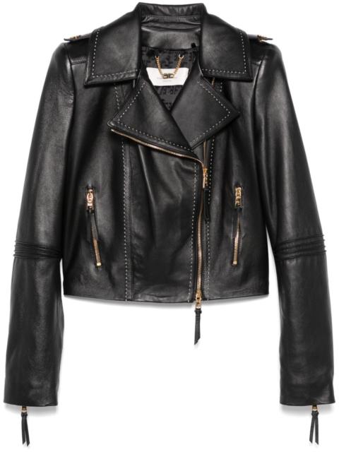 ELISABETTA FRANCHI contrasting-stitching biker jacket