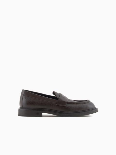 EMPORIO ARMANI Pebbled leather loafers