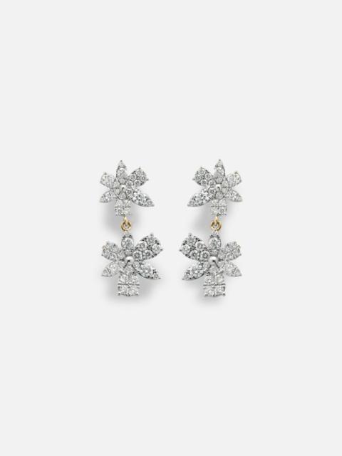 STONE AND STRAND Grand Magnolia 14kt gold drop earrings with diamonds