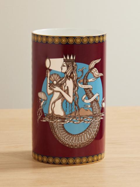 La DoubleJ Small Pillar Gold-plated Porcelain Vase