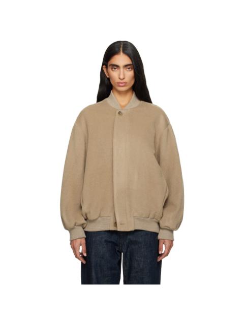 LAUREN MANOOGIAN Beige Brush Bomber Jacket