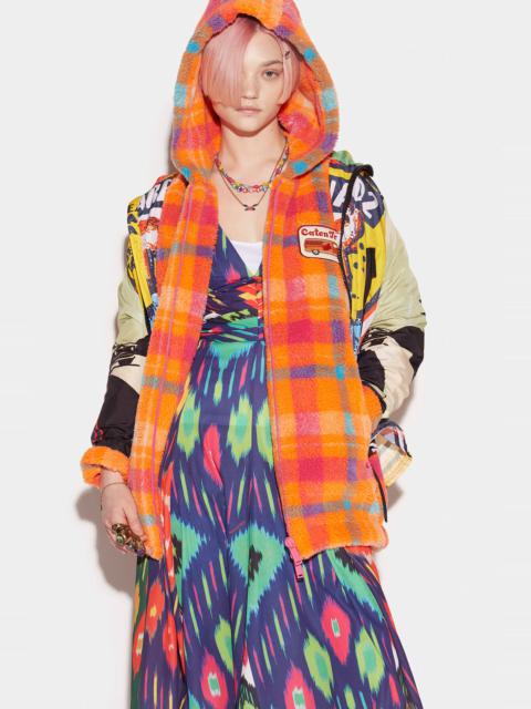 DSQUARED2 CAMPING CREW CHECK TEDDY ZIP JACKET