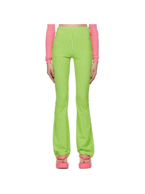 MSGM Green Polyester Trousers