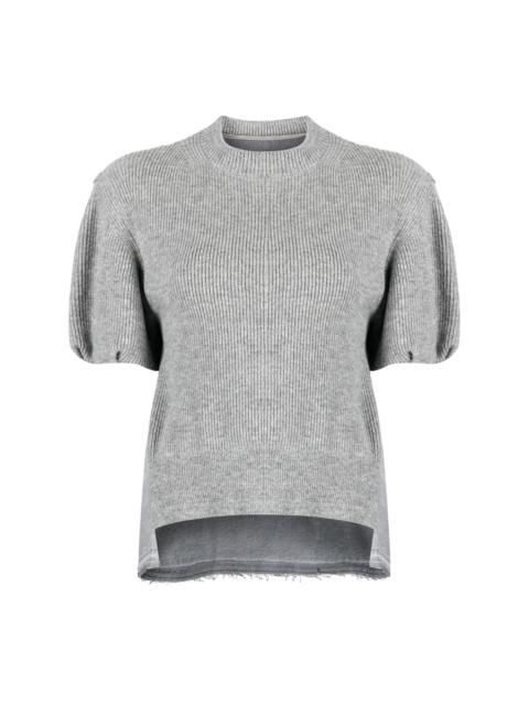 ribbed-knit panelled wool T-shirt