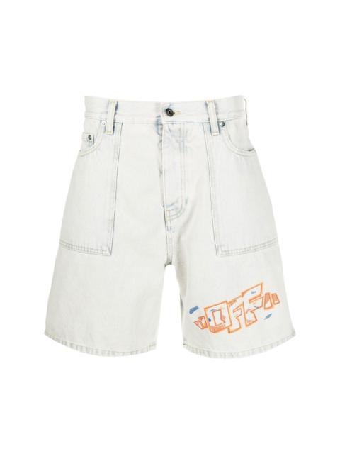 embroidered-logo denim shorts