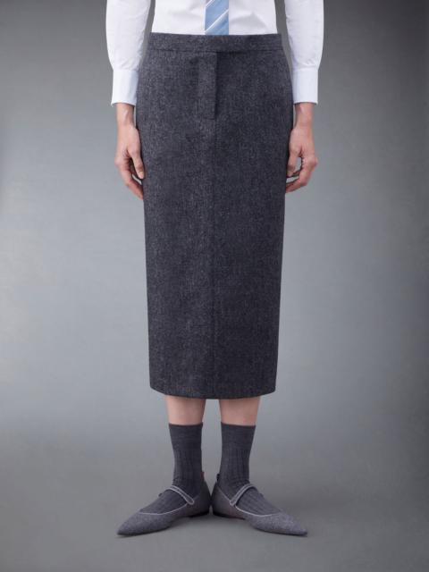 Thom Browne Donegal Tweed Low Rise Calf Length Pencil Skirt