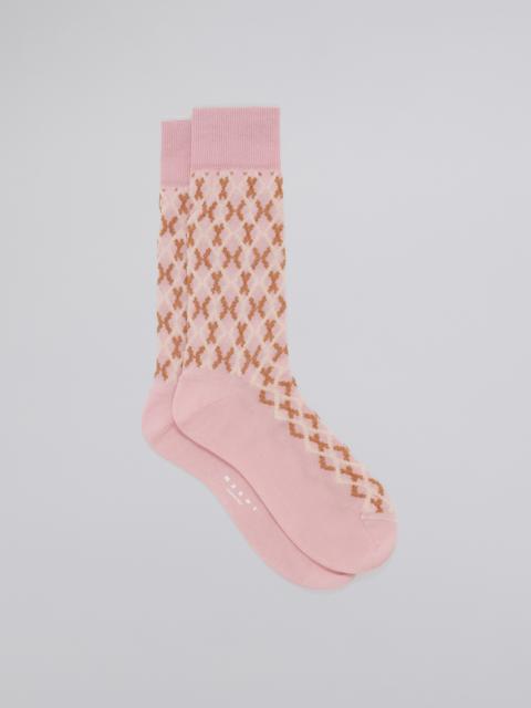 Marni PINK MICRO CHECK JACQUARD COTTON AND NYLON SOCK