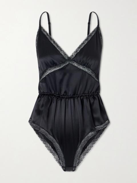 Dolce & Gabbana Lace-trimmed Silk-blend Satin Bodysuit