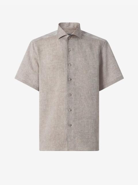 CORNELIANI Beige chambray linen shirt