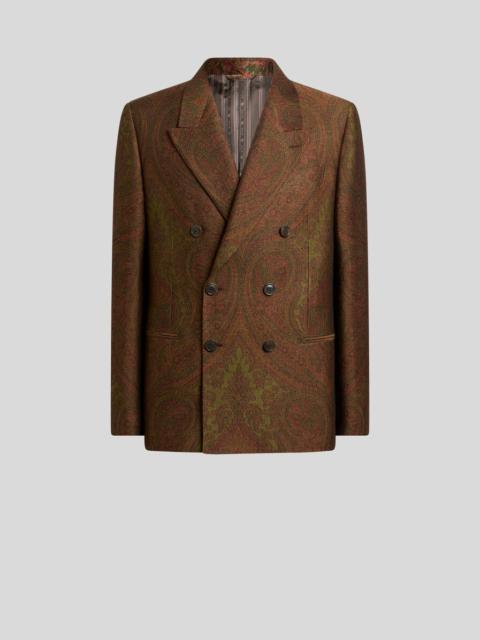 Etro DOUBLE-BREASTED WOOL-BLEND JACQUARD JACKET WITH PAISLEY MOTIF