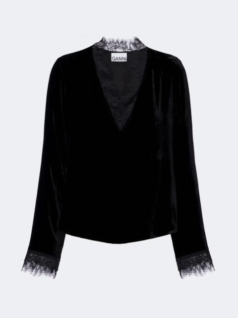 GANNI Lace-trimmed top
