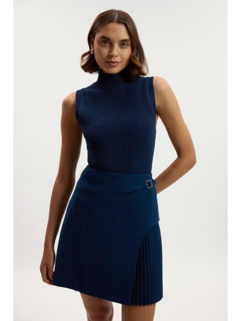 KAREN MILLEN Tailored Buckle Detail Pleated Mini Skirt